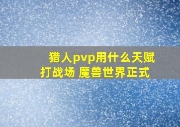 猎人pvp用什么天赋打战场 魔兽世界正式